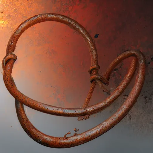 Prompt: the mobius loop covered with rust, digital painting, trending in Artstation, artstationHD, 4k, very very realistic, oil painting