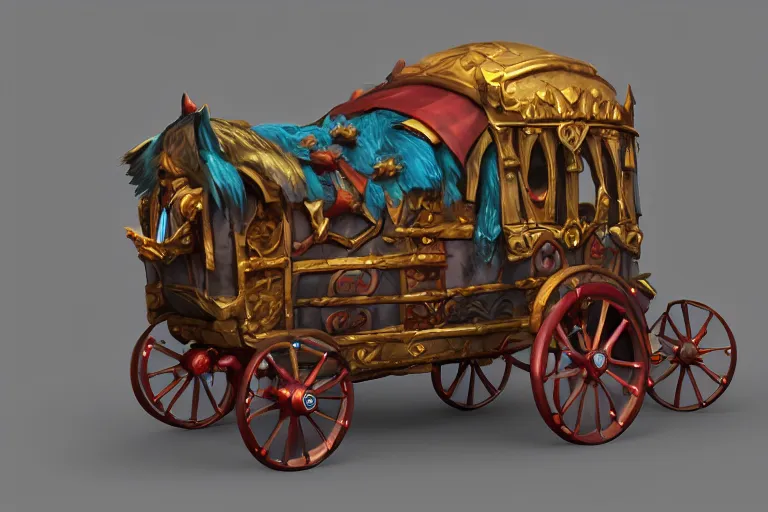 Prompt: 3d sculpt of a gypsy circus wagon, artstaton, League of Legends, digital illustration