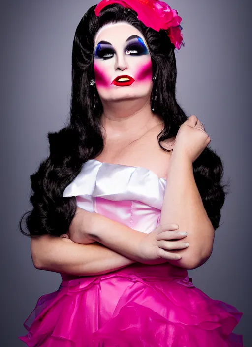 Image similar to studio portrait of ted cruz in full drag dressed in drag dressed as a woman makeup, 8 k, studio lighting, key light, back light, sequents,