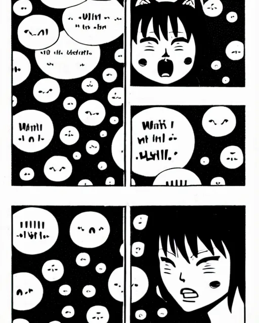 Image similar to three panels from junji ito's 'house in the style of a black cat', full width, action shot, first person, manga