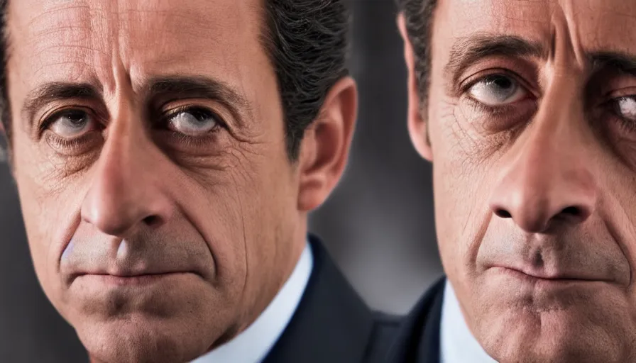 Prompt: hyper-realistic and anamorphic 2010s movie still close-up portrait of Nicolas Sarkozy, by Paolo Sorrentino, Leica SL2 50mm, beautiful color, high quality, high textured, detailed face