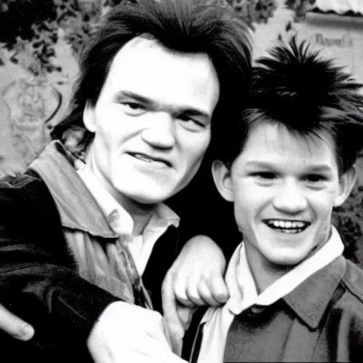 Image similar to quentin tarantino and tom holland in back to the future