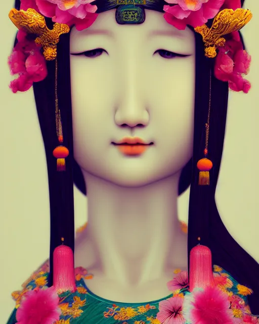 Prompt: the goddess of summer, chinese classical beauty, bust head, dreamy, beautiful, by wlop