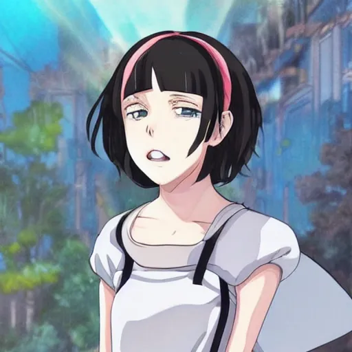 Image similar to epic anime portrait of millie bobby brown