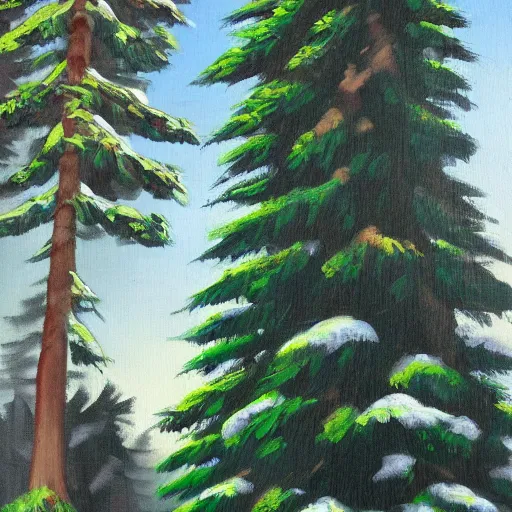 Image similar to conifer painted by bob ross