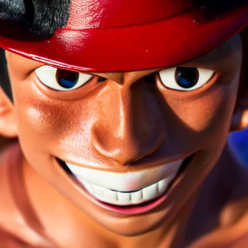Image similar to photo of monkey d. luffy as a real person, close up, rule of thirds, highly detailed, 4 k, hdr, smooth, sharp focus, anatomically correct, beautiful, perfect,