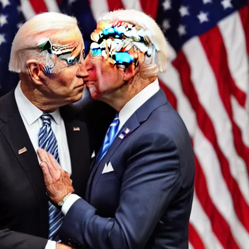 Image similar to trump kissing joe Biden