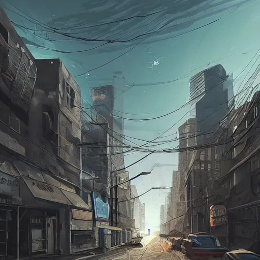 Prompt: street view, dystopian!!!!!, trending on artstation, fisheye!!! lens