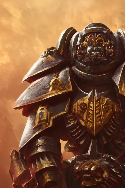 Image similar to armor portrait heros warhammer 4 0 k horus heresy fanart - the primarchs emperor by johannes helgeson animated with vfx concept artist & illustrator global illumination ray tracing hdr fanart arstation zbrush central hardmesh 8 k octane renderer