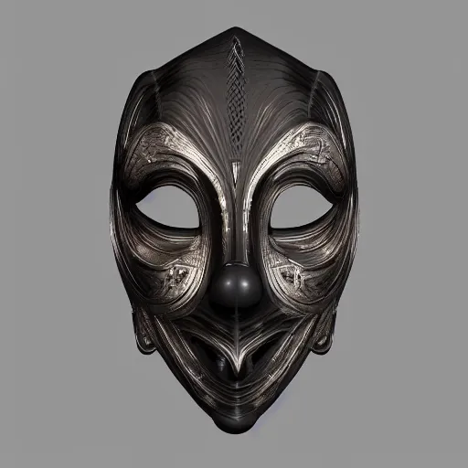 Prompt: venetian bauta mask, futuristic, houdini render