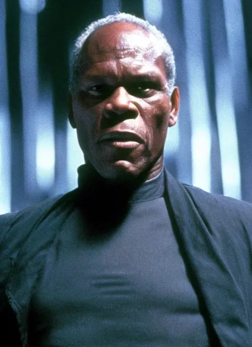 Prompt: film still of Danny Glover as Morpheus in The Matrix, 4k