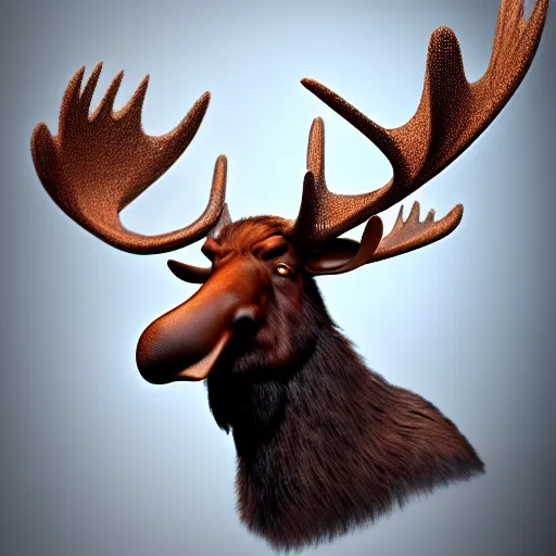 Image similar to really cool moose that owns a bakery that is a money laundering scheme, trending on artstation 8 k