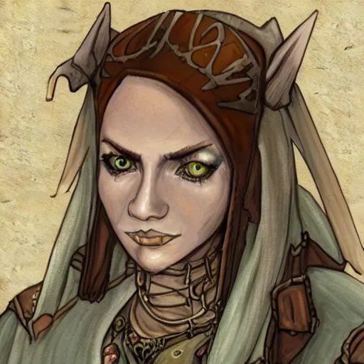 Image similar to planescape art style annah character concept