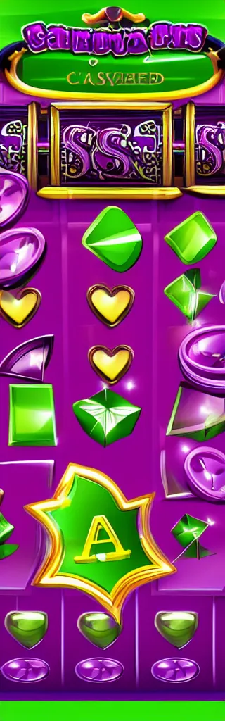 Prompt: purple and green casino slots, material design