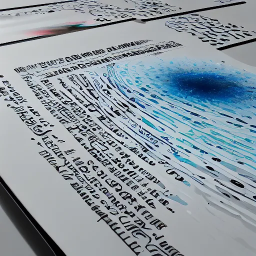 Image similar to high quality art of a printer printing out a long sheet of paper covered with writing, floating in space, trending on artstation