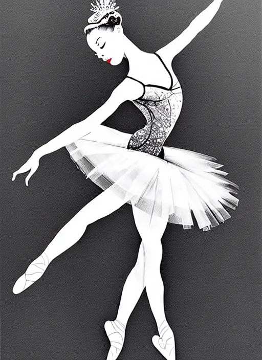 Image similar to ink art ballerina by xu wei