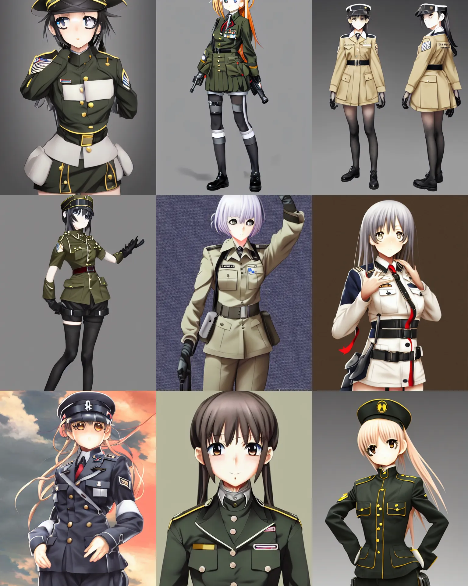 Prompt: anime girl with a military uniform, by range murata, artisanal art, magical trending on artstation, volumetric lighting, cute - fine - face, intricate detail, by murata range