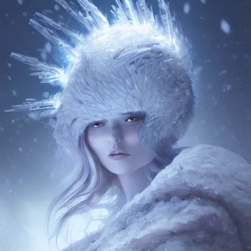 Image similar to A monster in the Arctic covered in snow, fractal Lighting, by Stanley Artgerm Lau, WLOP, Rossdraws, James Jean, Andrei Riabovitchev, Marc Simonetti, and Sakimichan, trending on artstation