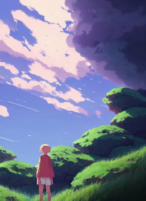 Image similar to portrait of jhon cena, cloudy sky background lush landscape illustration concept art anime key visual trending pixiv fanbox by wlop and greg rutkowski and makoto shinkai and studio ghibli