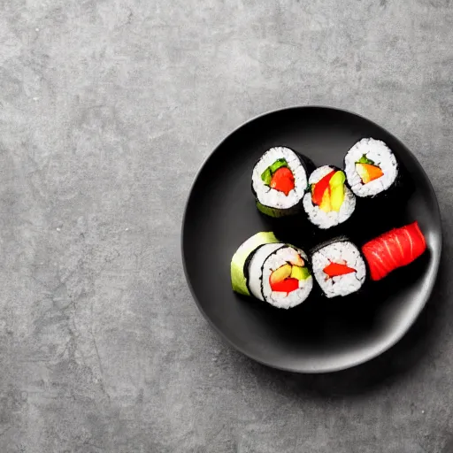 Image similar to a photo of sushi on a plate, recipe, beautiful lighting, high detail,