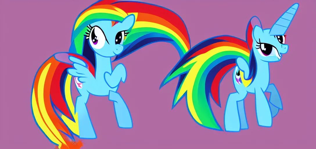 Prompt: rainbow dash, mlp, my little pony, cartoon