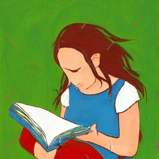 Prompt: a girl reading book, hair flowing down, contrast, dramatic, by Noel Coypel