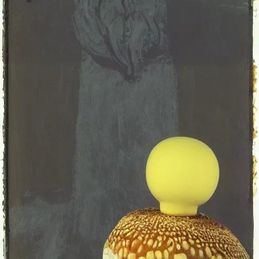Prompt: jesus christ and an amanita mushroom painted by cy twombly and andy warhol