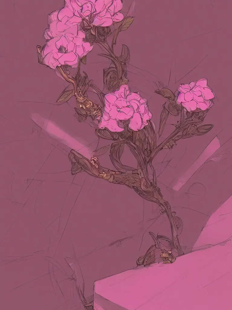 Image similar to pinks by Disney Concept Artists, blunt borders, golden ratio