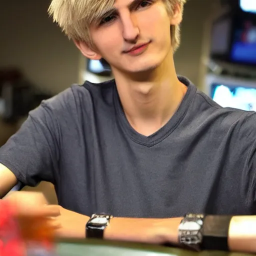 Image similar to really handsome gigachad xqc gigachad gambling : : realistic : : 1 dslr : : 1 - - quality 2