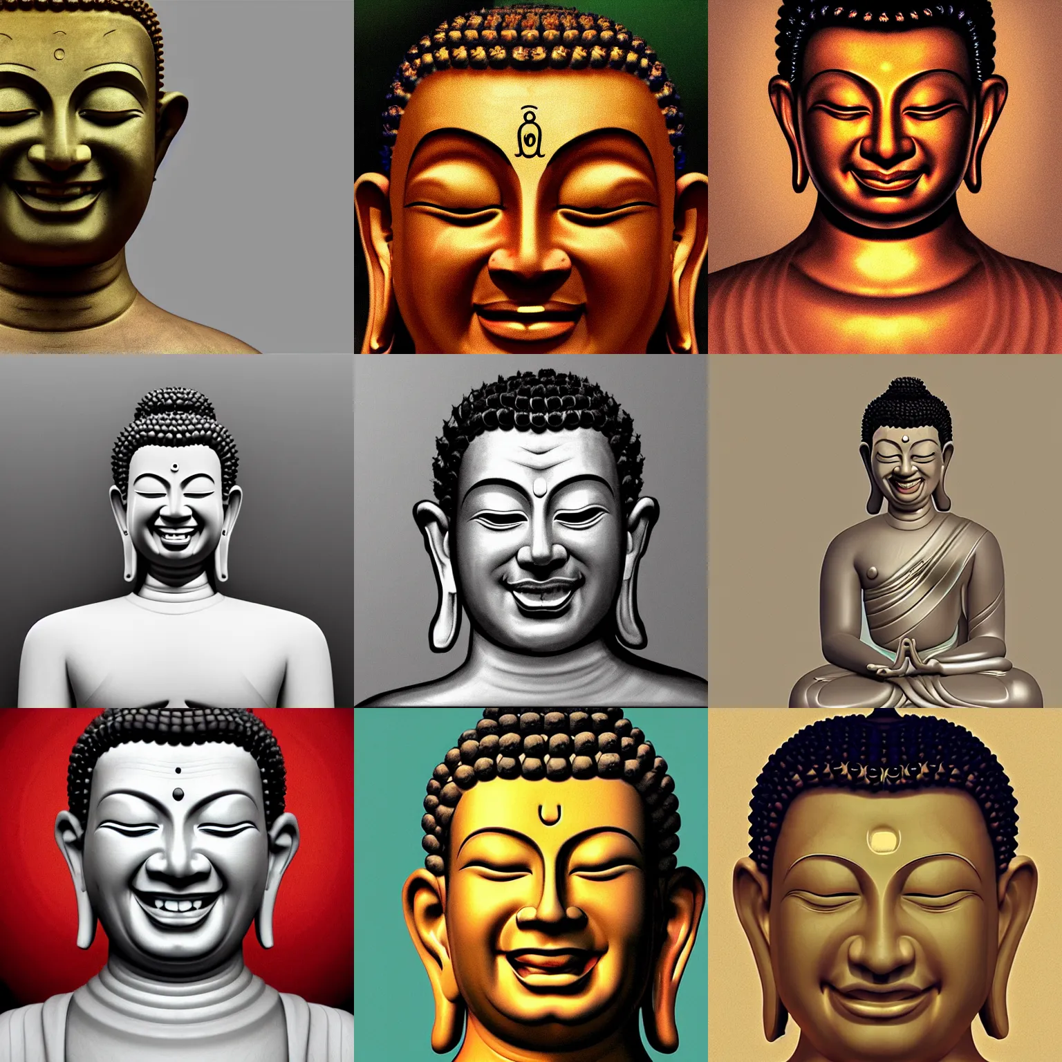 Prompt: meditating smiling Aphex twin Buddha, trending on artstation,