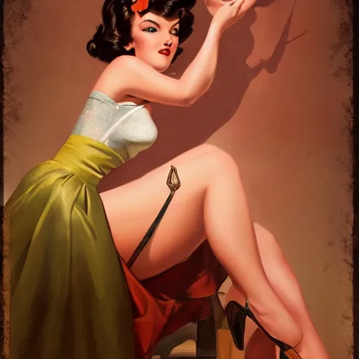 Prompt: a pinup by gil elvgren and charlie bowater.