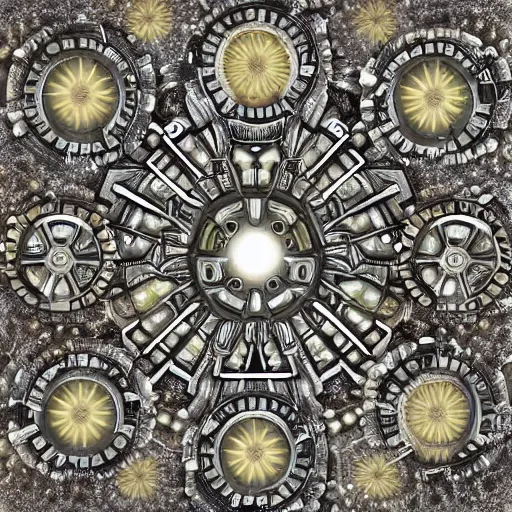 Image similar to Infinite gears within gears with infinite eyes, hyperrealistic art, biological universe, energy