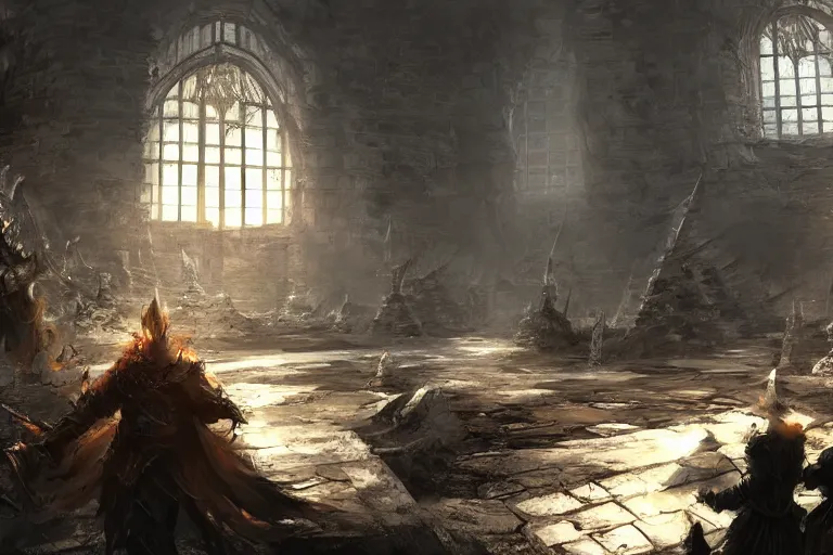 Image similar to collaborative environment concept art by Feng Zhu and Hidetaka Miyazaki, in the style of Dark Souls