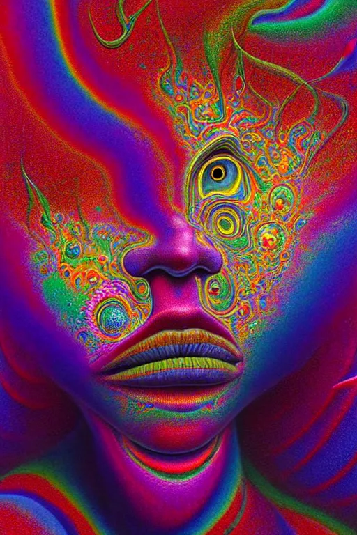 Image similar to hyperrealistic abstract close-up Renaissance psychedelic!! celestial happy! pure creature!! peaceful! kind spirit of nature! beautiful fractal!! eyes! highly detailed concept art eric zener elson peter cinematic hard rainbow lighting high angle hd 8k sharp shallow depth of field endless, inspired by Zdzisław Beksiński Salvador Dali