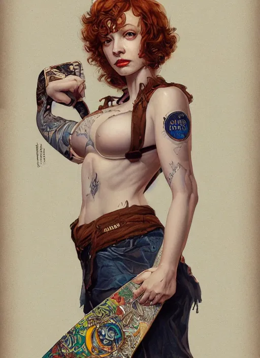 Image similar to Christina Hendricks as a ruggedly handsome skateboard girl, tasteful, intricate, elegant, highly detailed, centered, digital painting, artstation, concept art, smooth, sharp focus, illustration, artgerm, donato giancola, Joseph Christian Leyendecker, WLOP