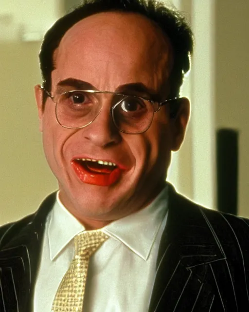 Image similar to danny devito as patrick bateman in american psycho