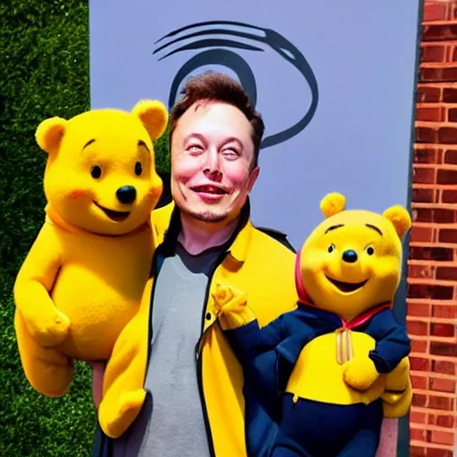 Image similar to elon musk cosplaying as winnie the pooh