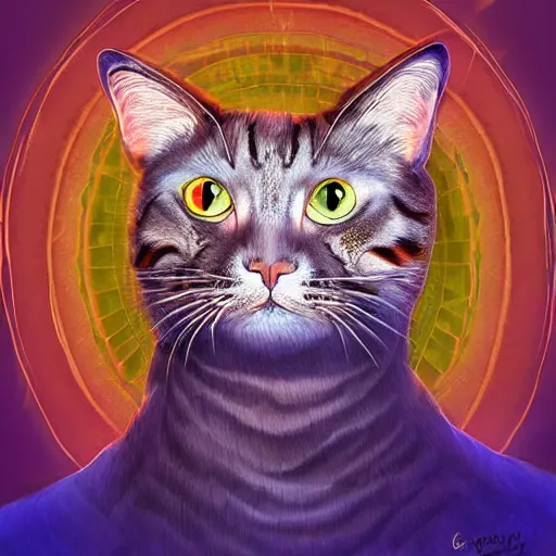 Image similar to god of cats, digital art