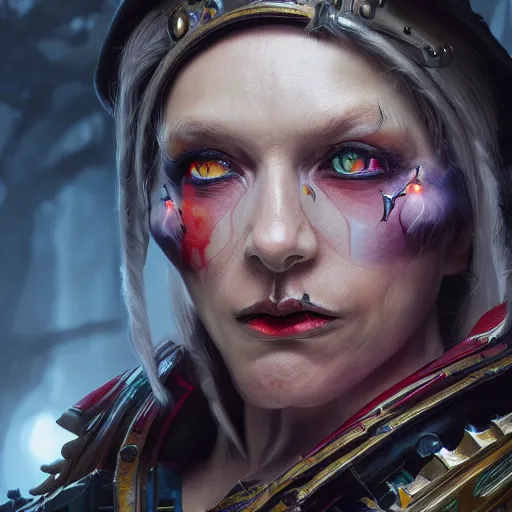 Image similar to portrait of warhammer 4 0 0 0 0 witch, 8 k uhd, unreal engine, octane render in the artstyle of finnian macmanus, john park and greg rutkowski