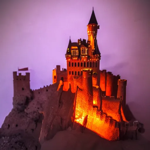 Image similar to a castle made of molten wax, epic lighting, incredible view, majestic, 8k, 4k, high detailed