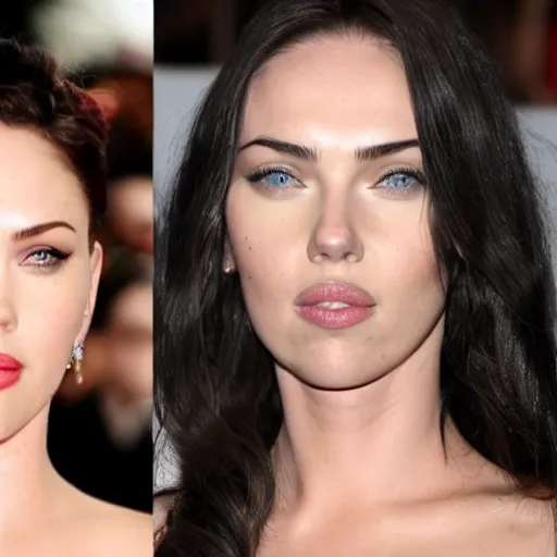 Prompt: an actress that looks like both megan fox and scarlett johansson