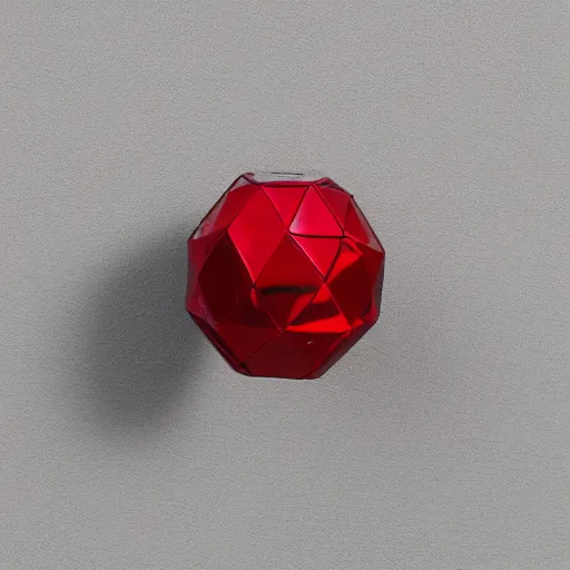 Prompt: chrome spheres on a red cube, faceted