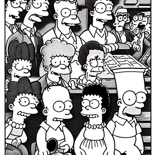 Image similar to the simpsons, drawn by robert crumb