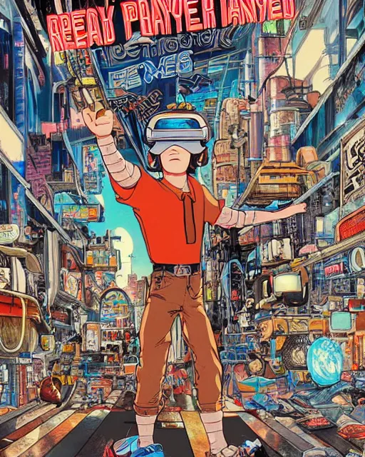 Image similar to ready player one illustration by Hayao Miyazaki