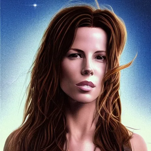 Image similar to “ kate beckinsale retro minimalist portrait by jean giraud, moebius starwatcher comic, 8 k ”