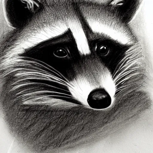 Image similar to Charcoal sketch of a raccoon