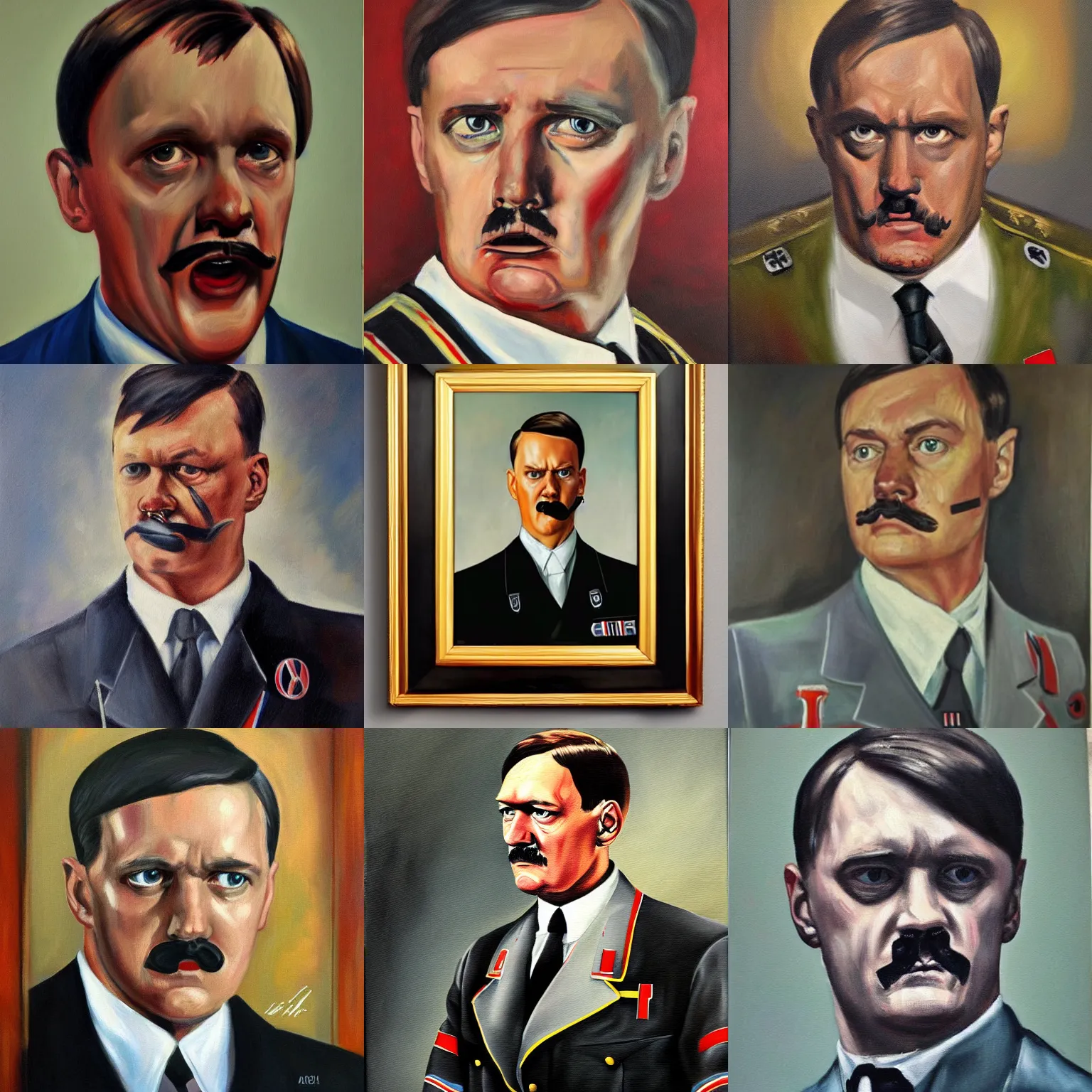 Prompt: portrait of German Chancellor Tom Brady as Adolf Hitler, 1939. oil on canvas portrait of the fascist trending on artstation