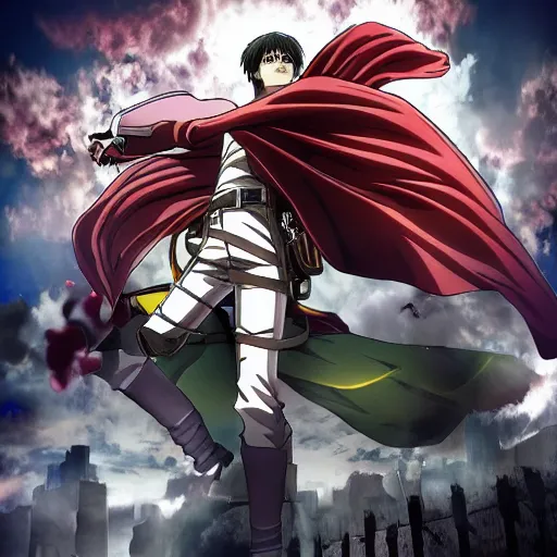 Prompt: hero world attack on titan