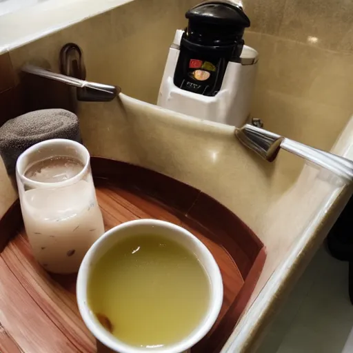 Image similar to photo of bathtub filled with boba tea