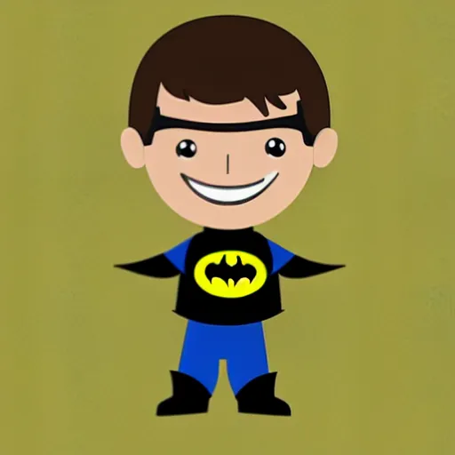 Prompt: batman as a very young boy smiling on the cartoon wild - kratts, sticker - art, svg vector, adobe - illustrator